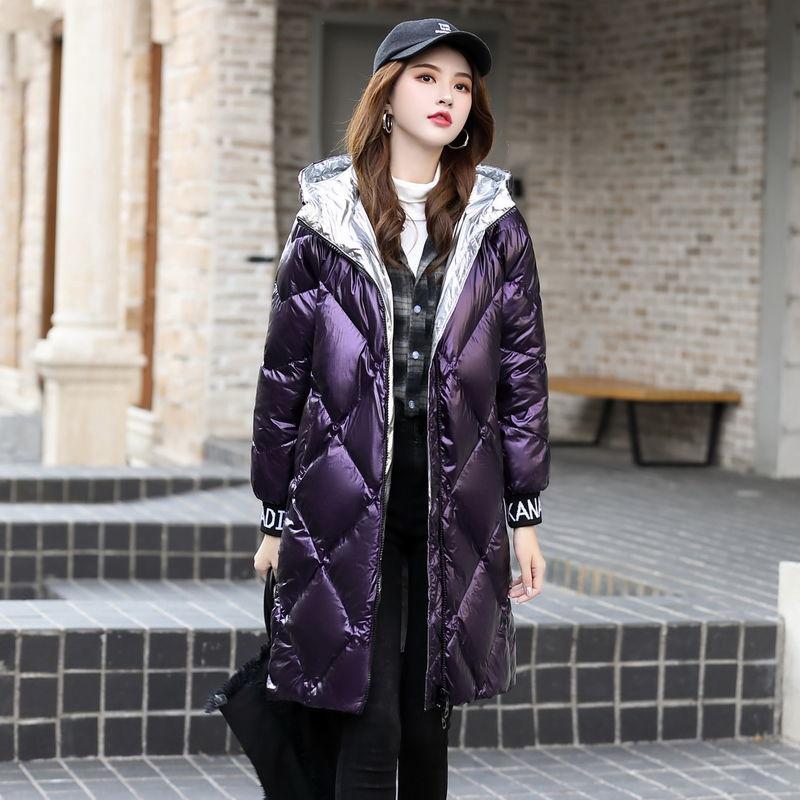 Winter Women's Korean Style Hooded Thick Cotton-padded Coat To Keep Warm and Thin Medium and Long Bright Bread Coat