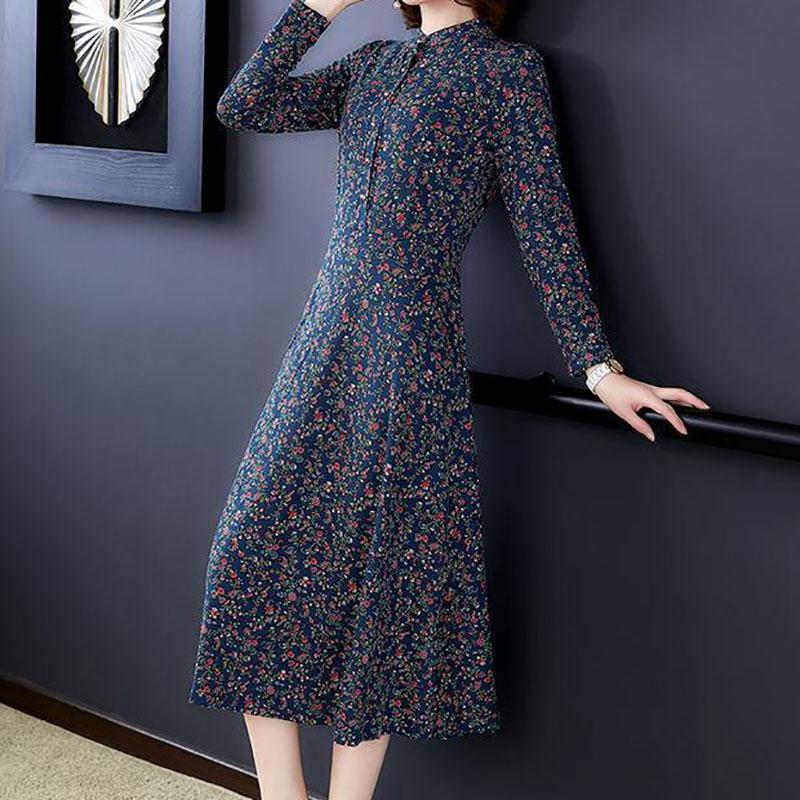 High-end Western Style Long-sleeved Dress Spring Autumn and Winter Middle-aged Women's Temperament Long Skirt