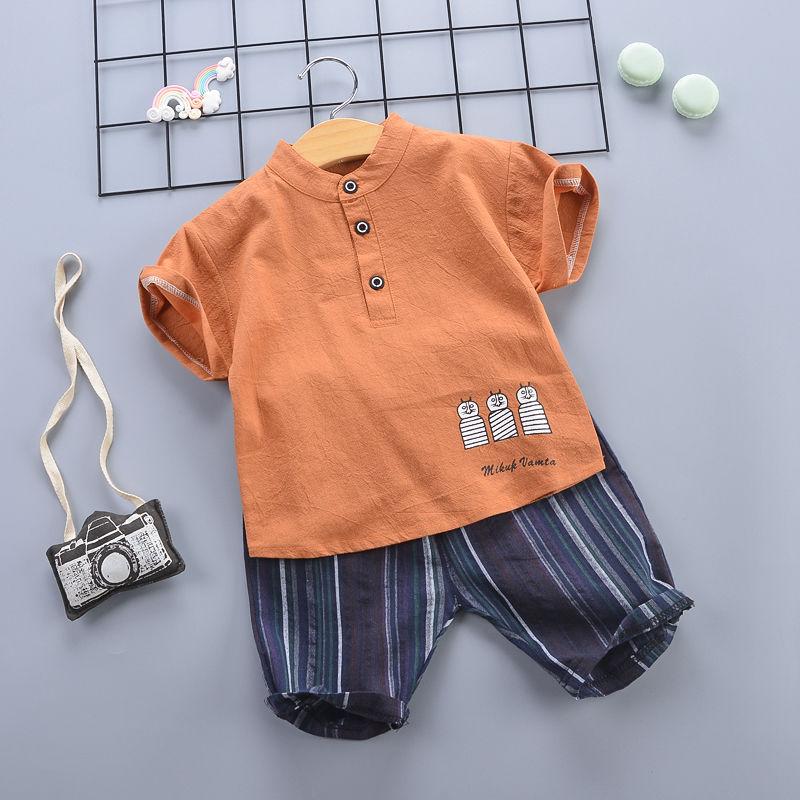 Two-piece Suit Cotton Linen Children's Clothes for Boys Girls Babies Infants Children's Clothing Suits