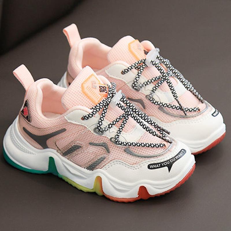 Rainbow Solid Bottom Children's Shoes Girls' Sports Shoes Boys' Net Shoes Children's Sneakers Breathable Student Casual Shoes Korean Version