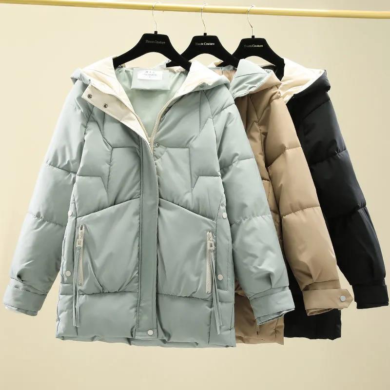 Winter Loose Padded Cotton-padded Jacket Women's Mid-length Hooded Jacket