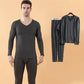 Men Winter Thermal Underwear V-neck Tops Pants Male Autumn Clothes Tight Suit Thicken Windproof Comfortable Soft Lining Long Sleeve High Elasticity