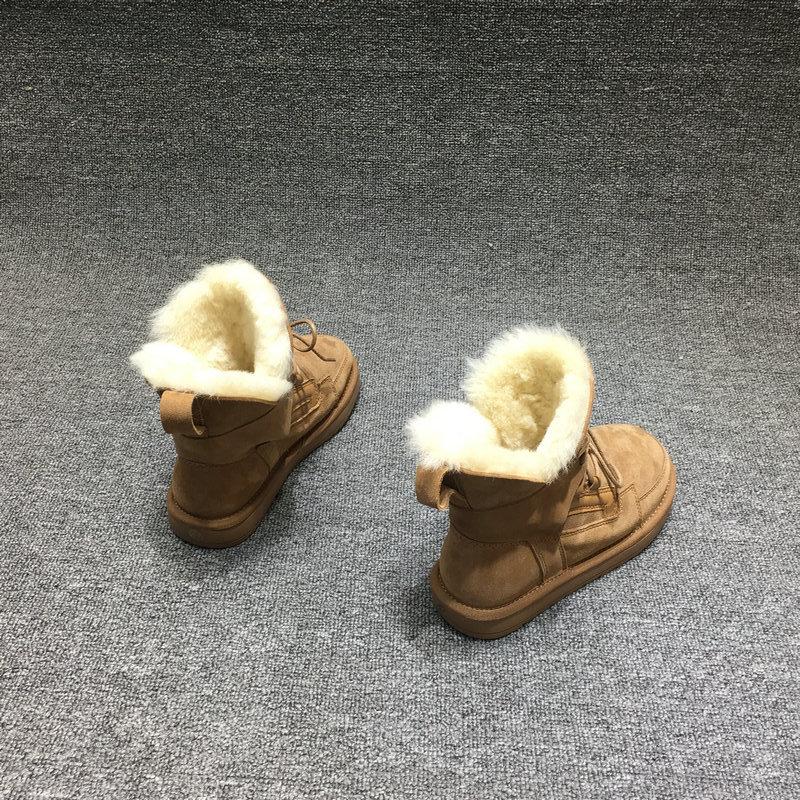 Women's Winter Shoes Snow Boots Fur Boots Black Ankle Booties Goth Punk Shoes Genuine Leather Boots Warm Plush Boots