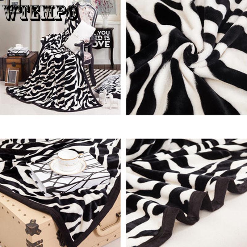 Double Zebra Pattern Ice Mink Fleece Blanket Thick Flannel Blanket Coral Fleece Sheets