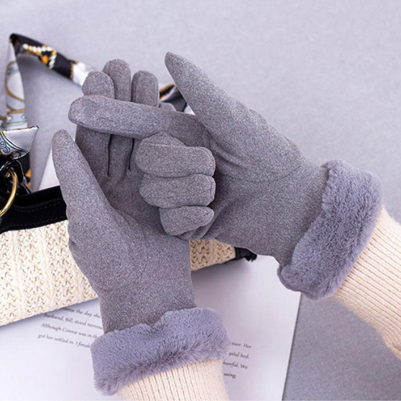 Women's Winter Self-heating Warm Gloves Plus Velvet Thick Cotton Korean Style Cute Cycling Driving Touch Screen Cold Proof Mittens Thermal Gloves