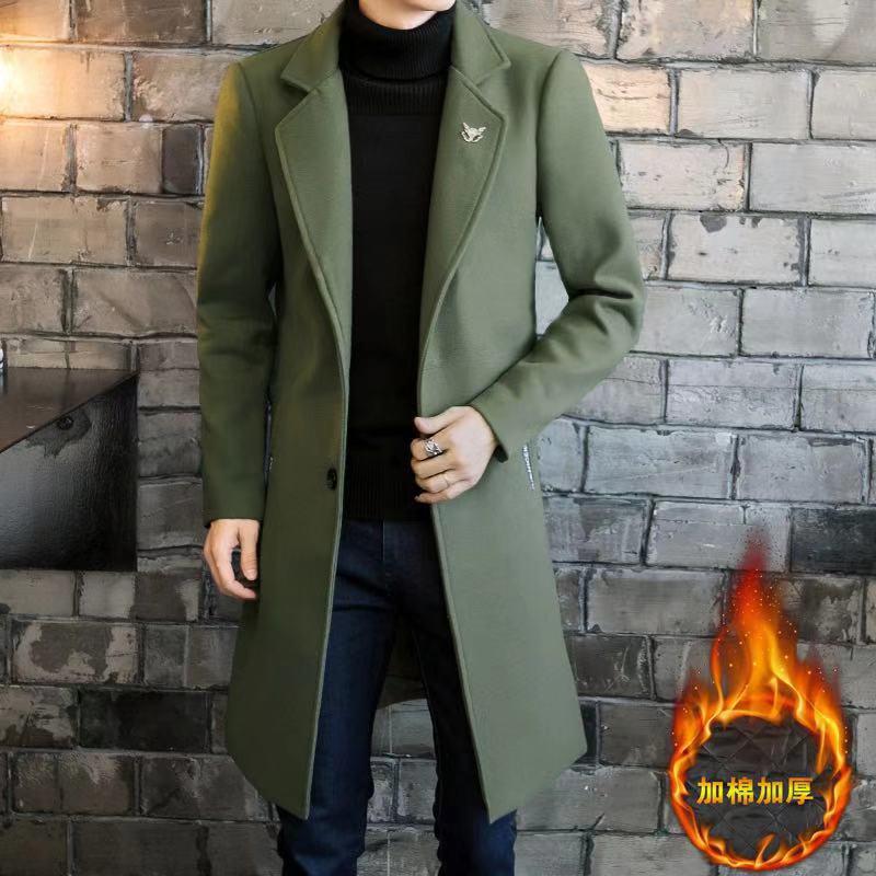 Men Woolen Coat Autumn Trench Coat  Slim Fit Wool Jacket Coat Men Long Coats Fashion Overcoats