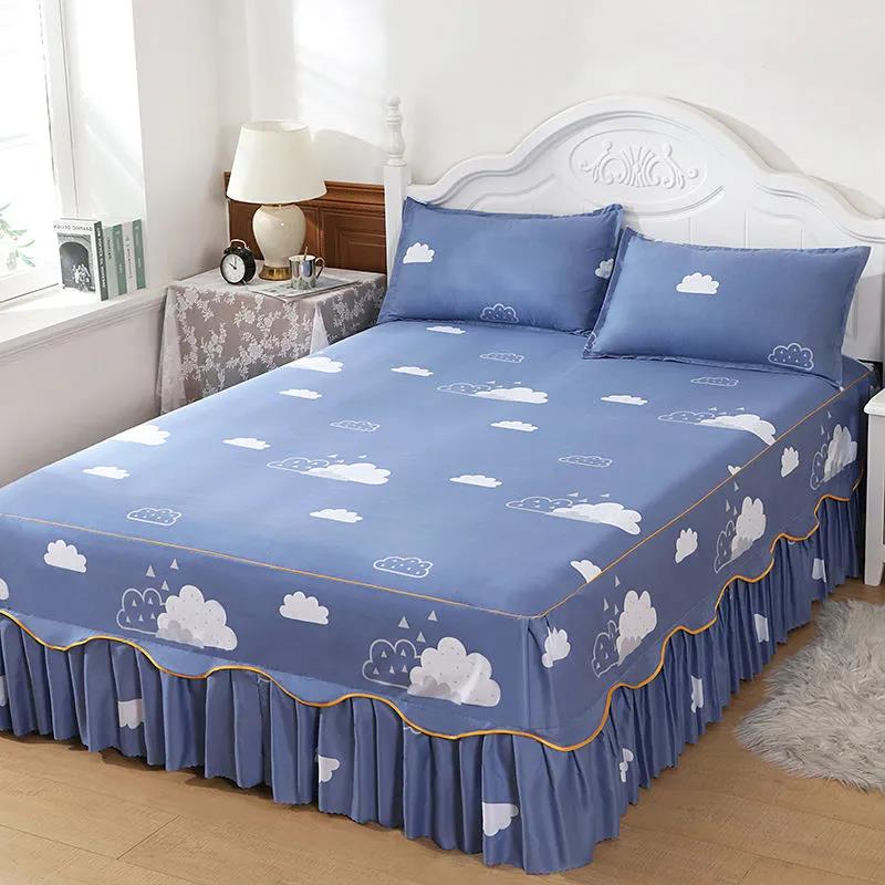 Bedroom Household Single-piece Sanding Bed Skirt Korean Version of One-piece Bed Skirt Bed Cover Simmons Protective Cover Can Not Afford The Ball