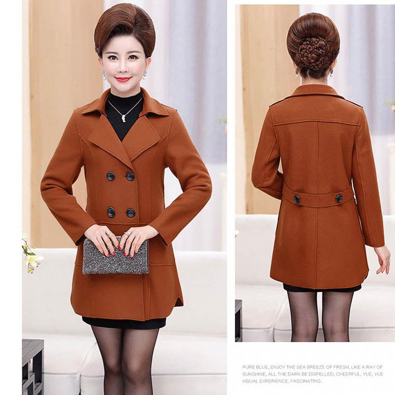 Middle-aged Mother Spring and Autumn Jacket Mid-length Western Style Stitching Windbreaker