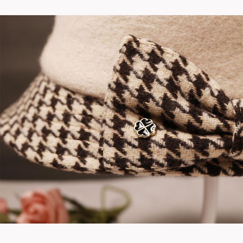 Women's Bow Knot Foldable Wool Blend Hat Autumn Winter Fisherman's Hat Warm Casual Peaked Cap Versatile Elegant Top Hat