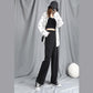 WTEMPO Women's Wide-leg Pants Super Long Elastic Waist Straight Loose Mid Waist Pure Color Trousers Casual and Elegant Daily