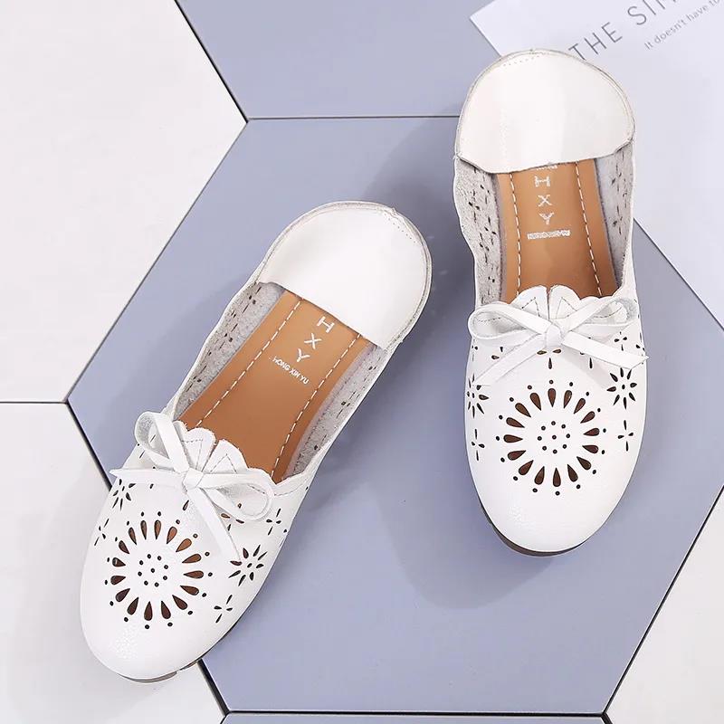 Summer Two-wear Flat Shoes Women's Loafers All-match Hollow Shoes Korean Bow Shoes