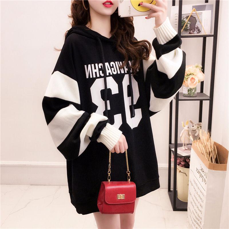 Cotton women's sweatshirt wild large size long sleeve warm hooded Tops autumn and winter sweater