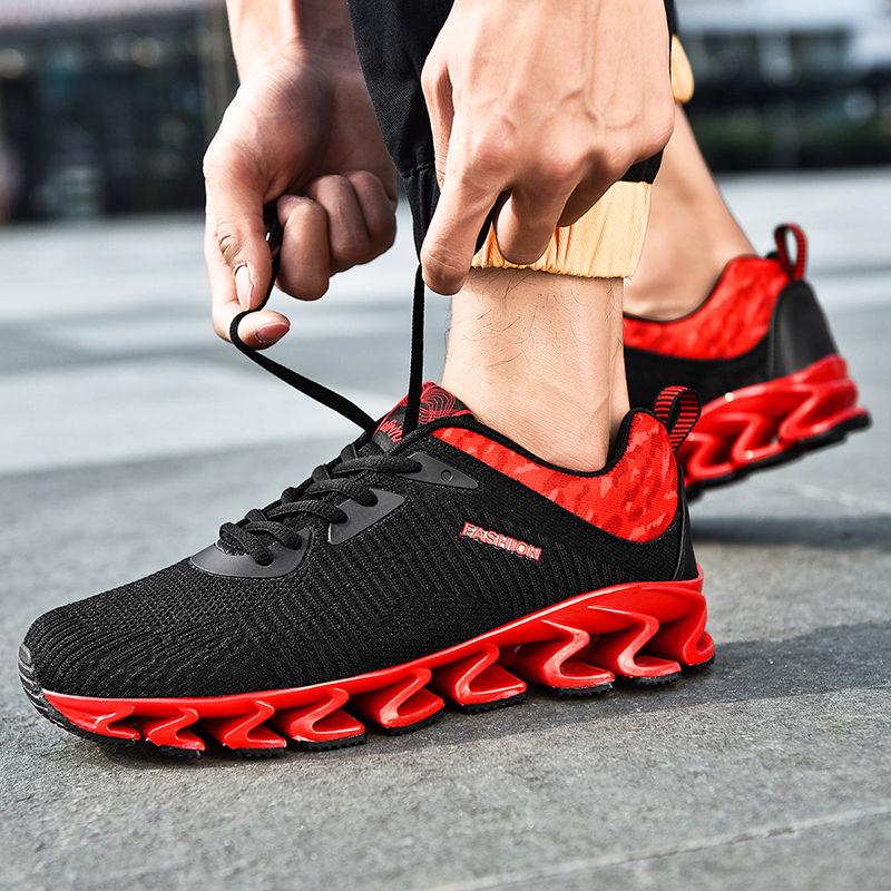 Men's Shoes Sports Casual Running Breathable Rubber Lace-up Mesh Shoes Has Elasticity Reduce Vibration