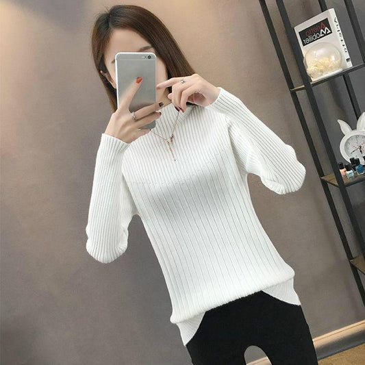 Knitting Sweaters Large Size Sweater Woman Medium and Long Section High Collar Sweater Winter