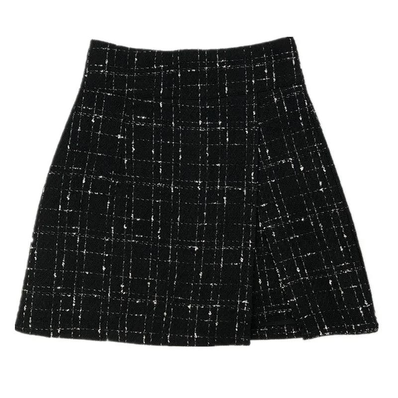 Half-length Skirt Autumn and Winter Women's High-waist Woolen Short Skirt Covering The Crotch A-line Skirt Was Thin Irregular Skirtl Fragrant Skirt