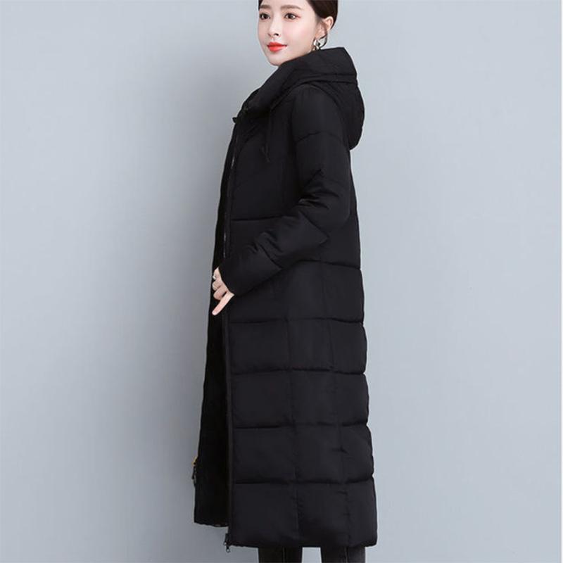 Women's Mid-length Down Jacket Winter Korean Loose Cotton Clothes Casual Hooded Padded Jacket Quilted Jacket