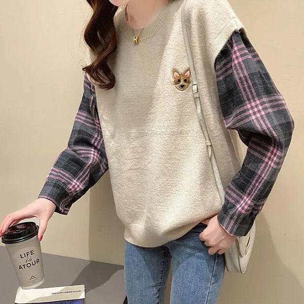 Women's Spring and Autumn Large Size Sweater Loose Versatile Pullover Sweater Long Sleeve Casual Knitted Tops