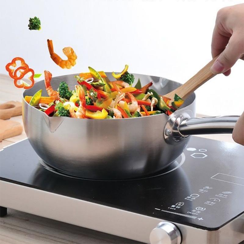 Stainless Steel Snow Pan Uncoated Thickened Milk Pot Soup Pot Complementary Food Milk Noodle Pot Induction Cooker Universal Non-stick Pan