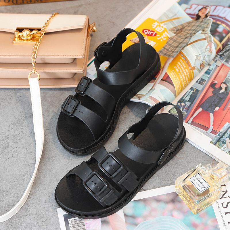 Summer Roman Sandals Female Students Korean Version of The Social Wild Ladies Flat Harajuku Style Beach Sandals