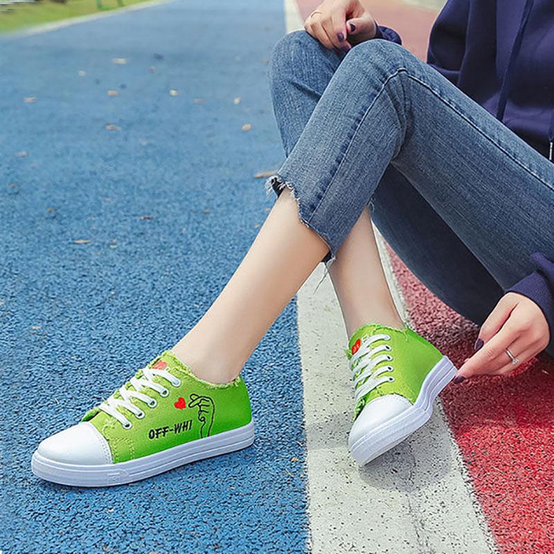 Korean Canvas Shoes Female Students Flat Casual Sports Shoes Summer Thin Breathable White Shoes Single Shoes Sneakers