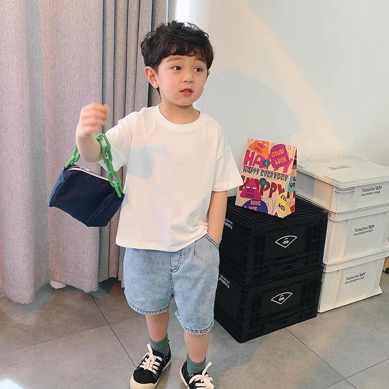 Children's Clothing Boys Solid Color Summer Clothing Casual Children Men Summer Big Children Short-sleeved Wild Fashion Men