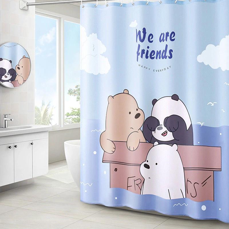 Bathroom Shower Curtain Free Perforated Waterproof and Mildew-proof Partition Curtain Bathroom Thickened Water Retaining Curtain