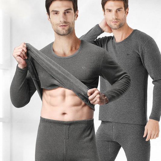 Men Winter Autumn Plus Velvet Thicken Thermal Underwear Tight Suit High Elasticity Wearable Soft Lining O-neck Pajamas Spring Long Sleeve Breathable