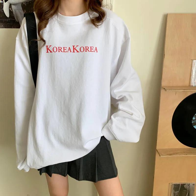 Spring and Autumn Loose Blouse Female Students All-match Hoodless Thin Sweater Long Sleeves