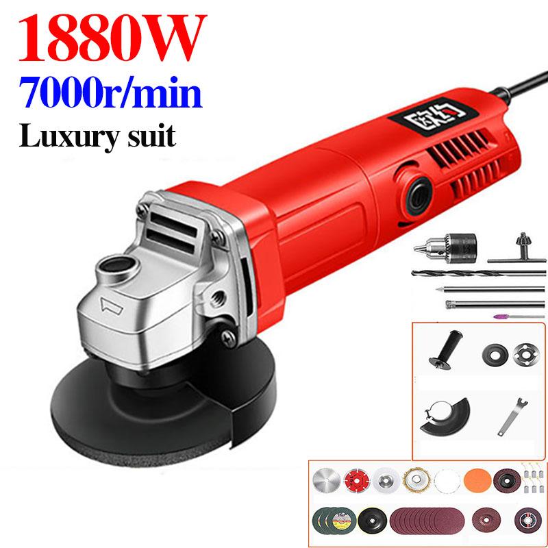 1880W Luxury Multi-function Angle Grinder Set Wired Electric Grinder Handheld Polisher Power Tool