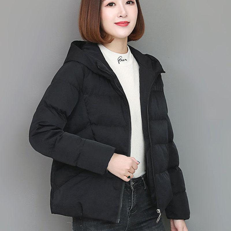 Autumn and Winter Fashion Plus Size Jacket Loose Wild Short Cotton Jacket Pure Color Simple Female Cotton Jacket