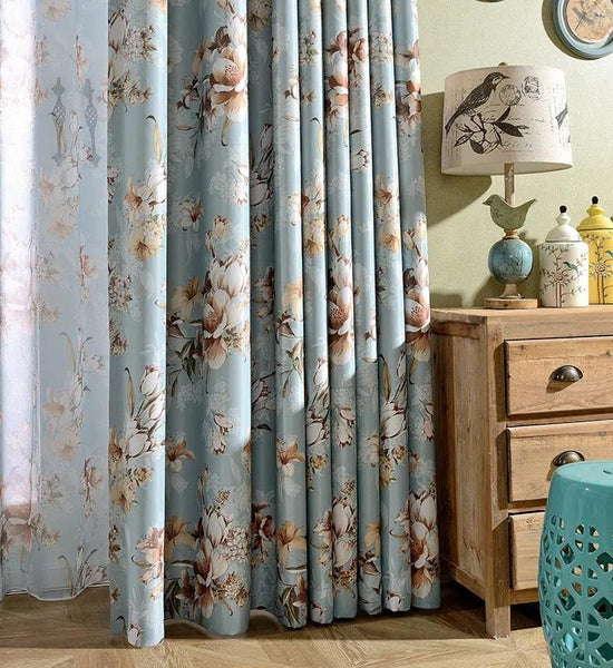 Pastoral Style Living Room Bedroom Curtain Shade, Heat Insulation and Sunscreen Curtain (1 Piece)