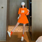 T-shirt Dress Mid-length Women's Summer Waist Waist Was Thinner Drawstring Loose Leisure Sports Style Short Dress