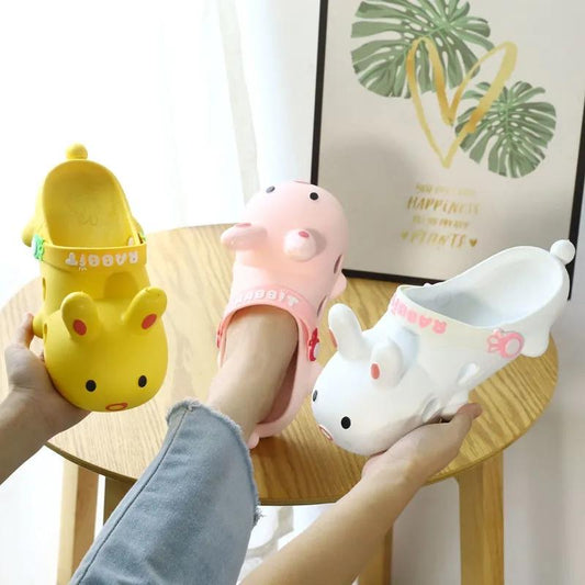 Female Cute Cartoon Rabbit Hole Shoes Summer Students Wear Non-slip Ins Girl Baotou Sandals and Slippers Outdoor Casual Sandals Home Bathroom Slippers