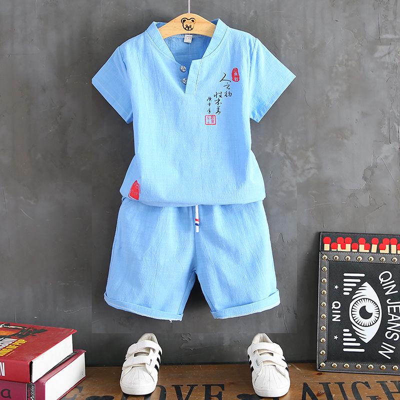 Kids Clothing Boy Suit Summer  Short-sleeved Casual  Baby Children 1-9 Years Old Two-piece