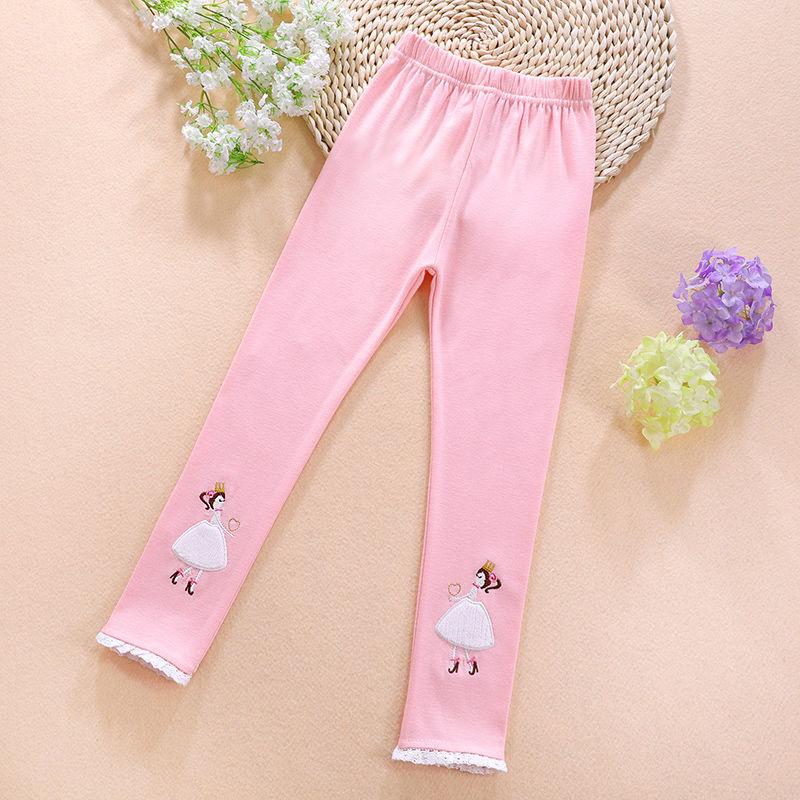 Girls Spring and Autumn Lace Edge Leggings Korean Children's Pants Slim Stretch Pants Casual Pants