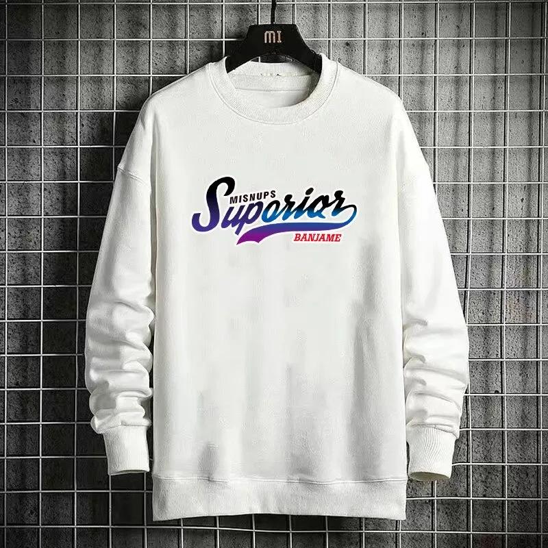 Spring and Autumn Men's Pullover Sweater Student Long-sleeved T-shirt Bottoming Shirt Large Size Men's Top Clothes T-shirt Men's Autumn Clothes