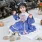 Girls Dress Lolita Children's Princess Dress Sky Blue Stitching Cute Little Girl Sweet Tutu Skirt Vintage Lace Dress