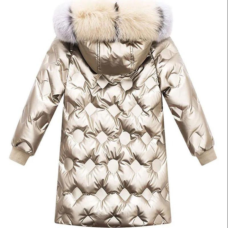 Girls' Warm and Windproof Down Padded Jacket Mid-length Girls Plus Velvet Thickened Children's Clothing