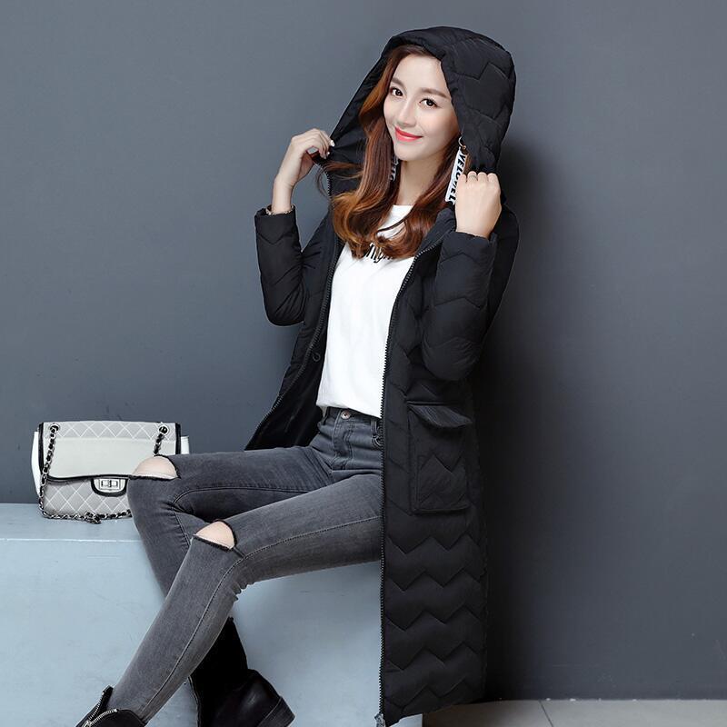 Women's Mid-length Down Jacket Winter Korean Loose Cotton Clothes Casual Hooded Padded Jacket Quilted Jacket