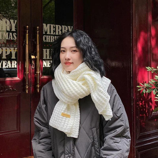 Women's Winter Scarf Korean Style All Match Hand-knitted Thick Scarf Long Wrap Shaml Solid Neck Collar Scarf Warm Knitting Scarves