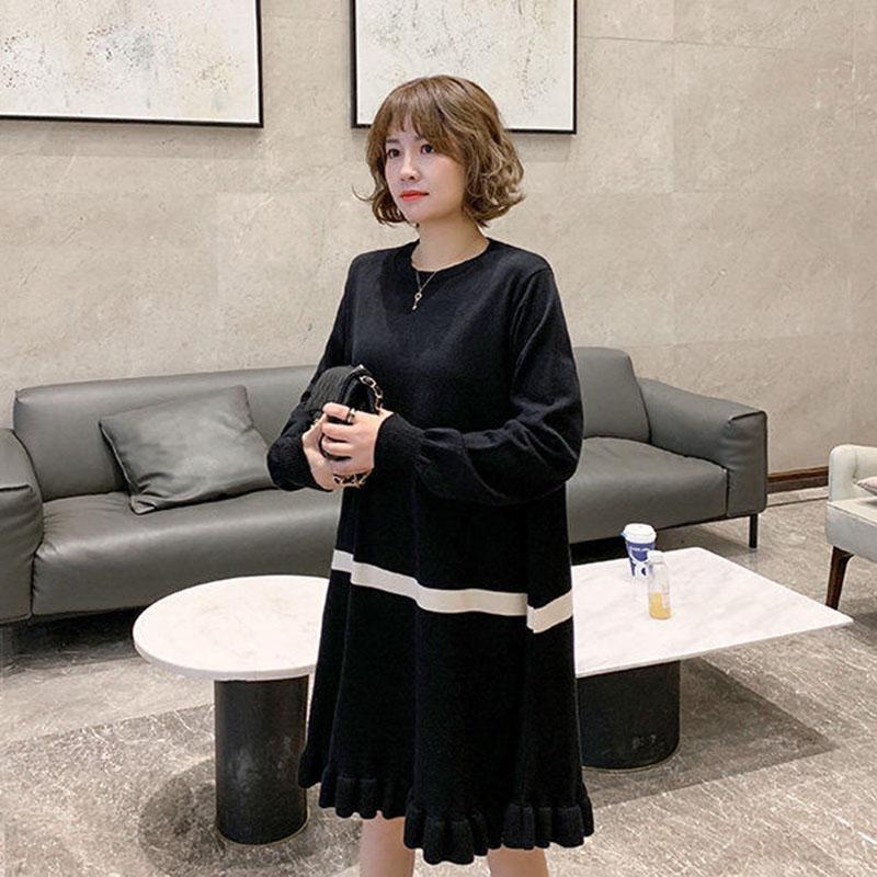 Spring and Autumn Loose Plus Size Sweater Fashion Knitted Casual Bottoming Shirt Slimming Women's Dress