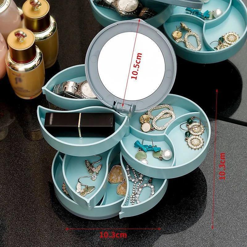 Ewelry Storage Box Multi-layer Rotating Earrings Earrings Hairpins Headdresses Head Ropes Simple Small and Delicate Finishing Boxes