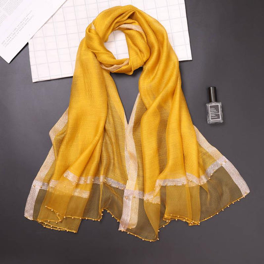 Silk Scarf Gorgeous Fashion Square solid color Chain Women Decoration Shawl