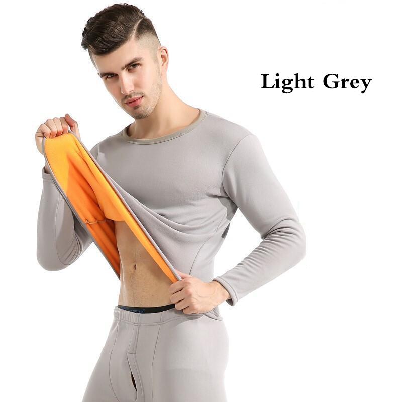 Men Winter Thermal Underwear Plus Velvet O-neck Tops Pants Slim Tight Suit Thicken Windproof Comfortable Soft Lining Long Sleeve High Elasticity