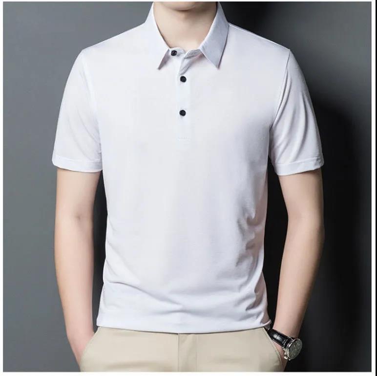 Men's Summer Ice Silk Middle-aged Short-sleeved T-shirt Loose Casual Business T-shirt Men's Top