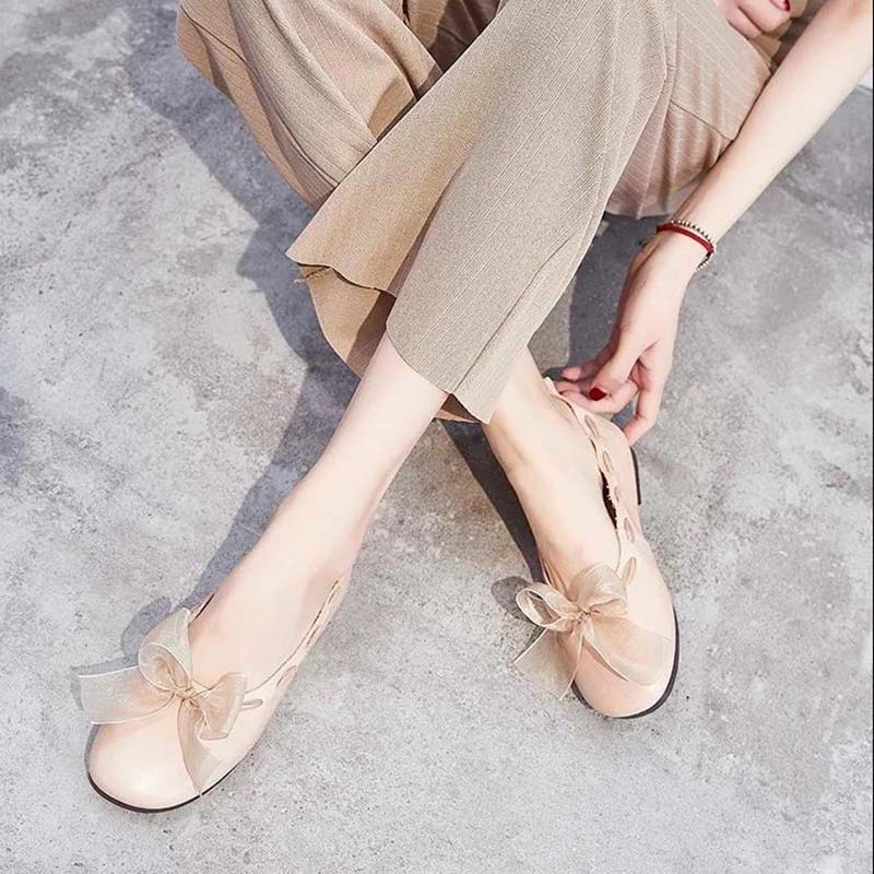 Single Shoes Women Spring Shallow Mouth Flat All-match Fairy Summer Popular Ribbon Gentle Shoes