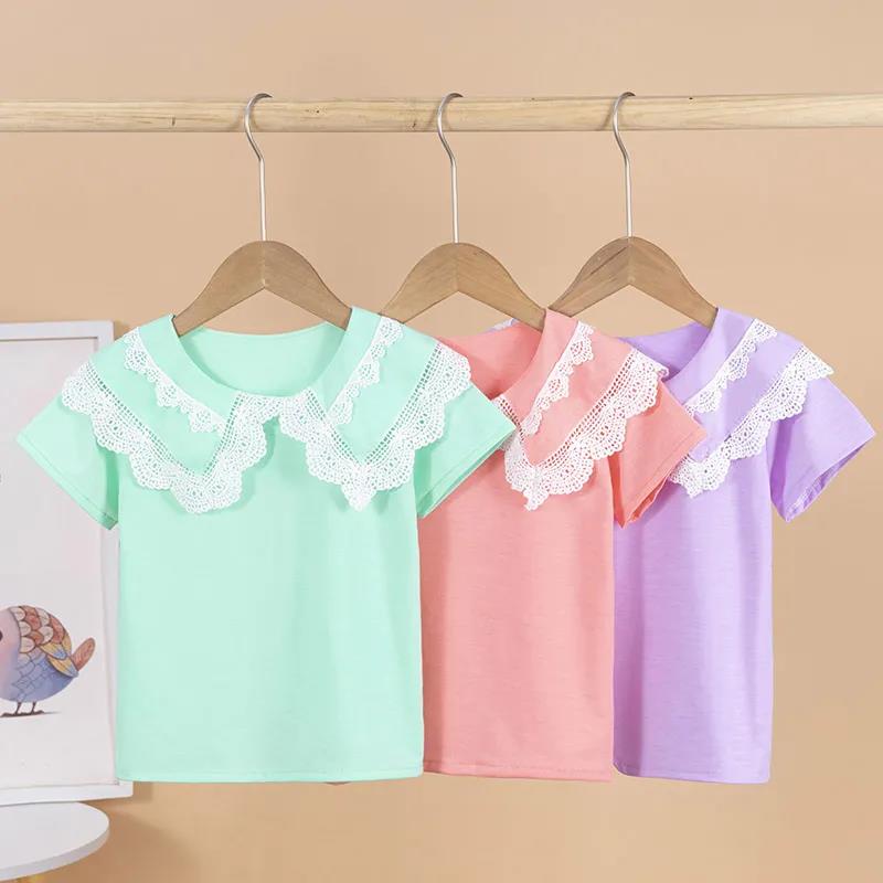 Girls' T-shirts Short-sleeved T-shirts Tops Children's Ruffled Clothes Children's Birthday Party Clothes