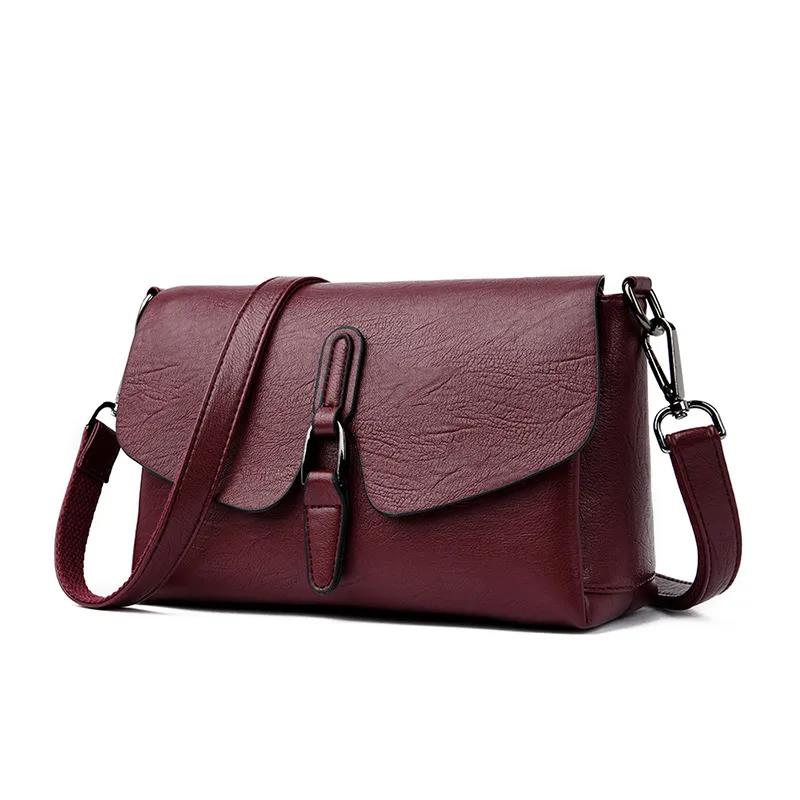 Real Cowhide Women Leather Bag Casual Female Crossbaby Bag Portable Multi-Layer Large Capacity Soft Surface Two Belts 5 Colors Removable Belt