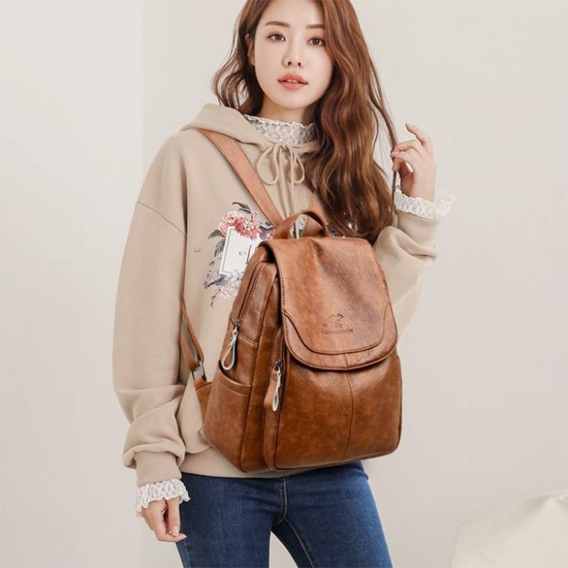 Ladies Backpacks Soft Leather Fashion Backpacks Female Travel Bags Backpacks Large-capacity School Bags