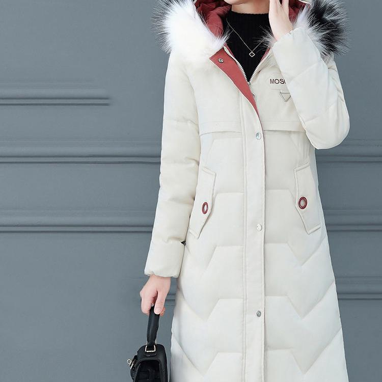 Women's Winter Down Jackets Slim Large Size Thickened Mid-length Cotton Coats Elegant Wool Collar Down Wadded Jacket